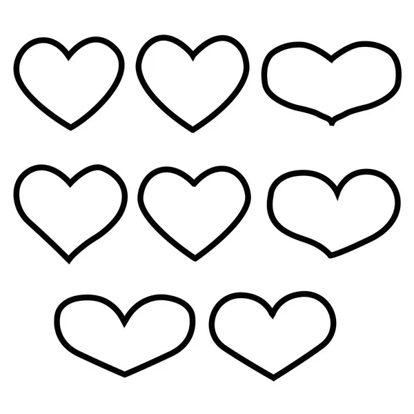 Conjunto de contorno dibujado a mano icon.Vector corazón colección. No. — Vector de stock