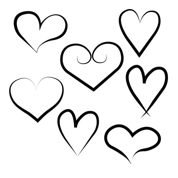 Zestaw konturów ręcznie rysowanych ikon serca. Wektor serca kolekcji. Il — Wektor stockowy
