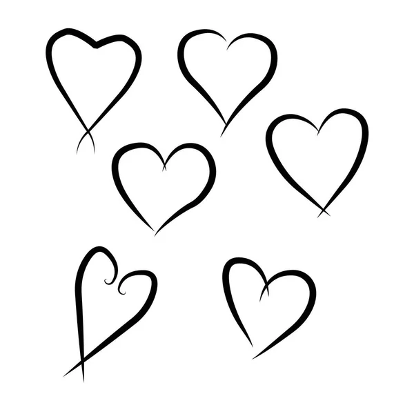 Ensemble de contour dessiné à la main coeur icon.Vector collection coeur. Il — Image vectorielle