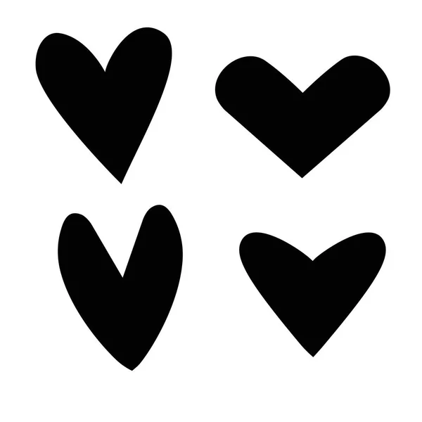 Set van outline hand getrokken hart icoon. Vector hart collectie. Il — Stockvector
