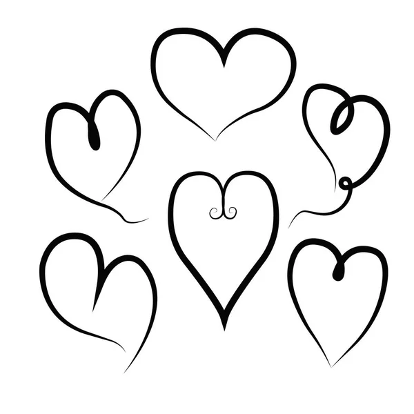Zestaw konturów ręcznie rysowanych ikon serca. Wektor serca kolekcji. Il — Wektor stockowy