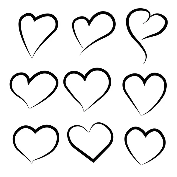 Ensemble de contour dessiné à la main coeur icon.Vector collection coeur. Il — Image vectorielle