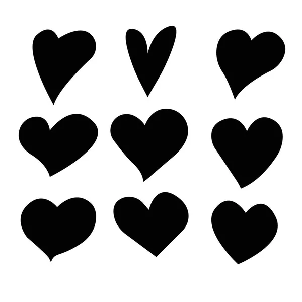 Set med kontur handritad hjärta ikon. Vektor hjärta samling. Il — Stock vektor