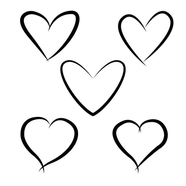 Conjunto de esboço mão desenhado coração icon.Vector coleção do coração. Il —  Vetores de Stock