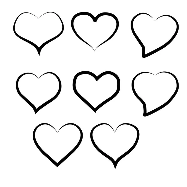 Conjunto de contorno dibujado a mano icon.Vector corazón colección. No. Vector De Stock