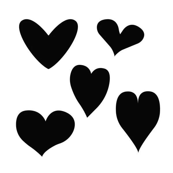 Satz von Umrissen handgezeichnet Herz icon.vector heart collection. Zum 100. — Stockvektor