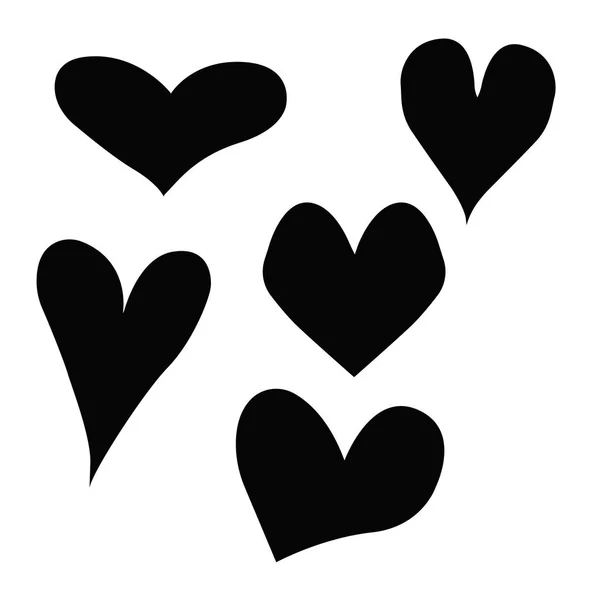Set van outline hand getrokken hart icoon. Vector hart collectie. Il — Stockvector