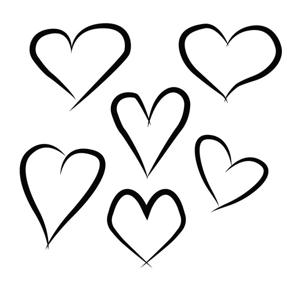 Satz von Umrissen handgezeichnet Herz icon.vector heart collection. Zum 100. — Stockvektor