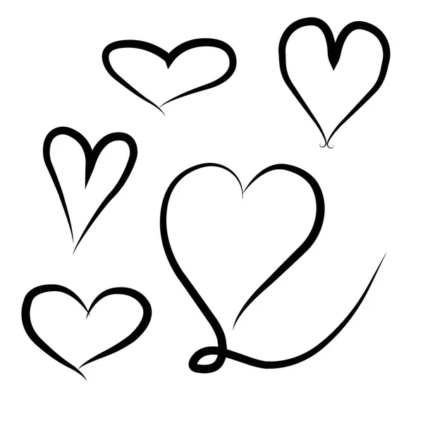 Ensemble de contour dessiné à la main coeur icon.Vector collection coeur. Il — Image vectorielle