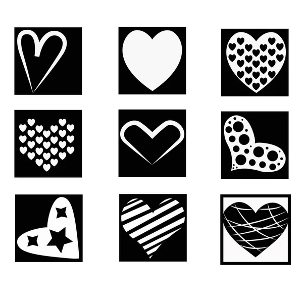 Большой набор различных сердечных шаблонов. Коллекция разных сердец . — стоковый вектор