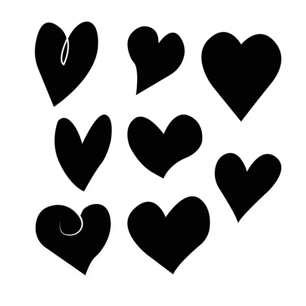 Ensemble de contour dessiné à la main coeur icon.Vector collection coeur. Il — Image vectorielle