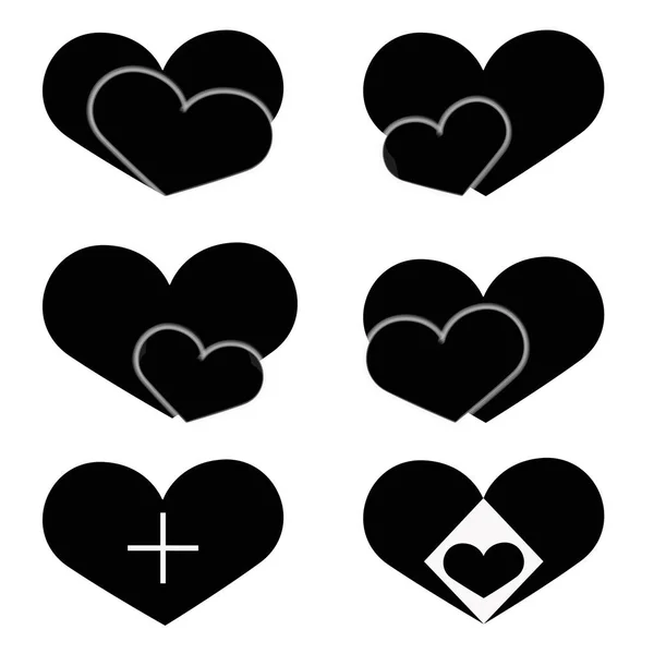 Grande conjunto de vários modelos de coração. Coleção de corações diferentes . —  Vetores de Stock