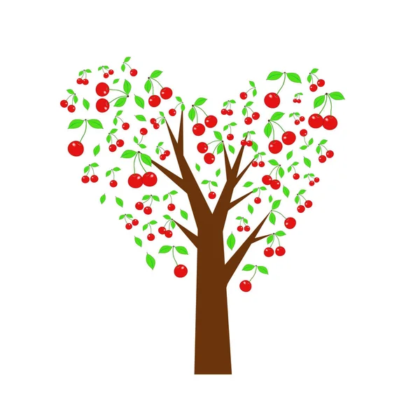 Kersenboom. Zomer boom met bessen. vectorillustratie — Stockvector