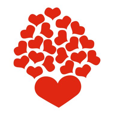 Pozitif emo kalp şekli ile aşk ve romantik vektör sanatı