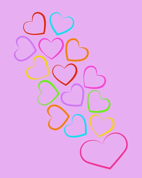 Formes de coeur en différentes tailles et couleurs pour la Saint Valentin ba — Image vectorielle