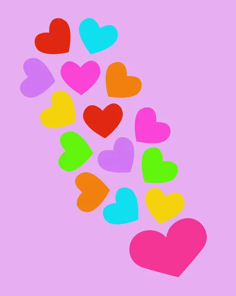 Formes de coeur en différentes tailles et couleurs pour la Saint Valentin ba — Image vectorielle