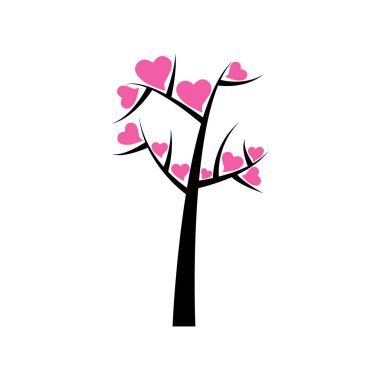 Sevgililer ağaç. Kalpler yaprak. Beyaz arka plan üzerinde izole. 