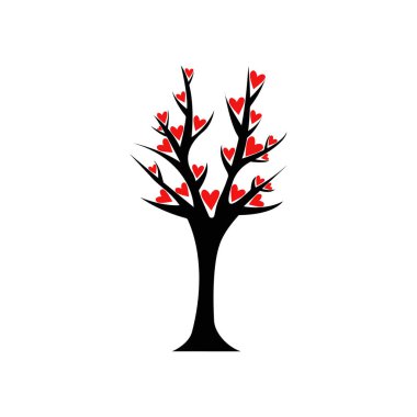 Sevgililer ağaç. Kalpler yaprak. Beyaz arka plan üzerinde izole. 