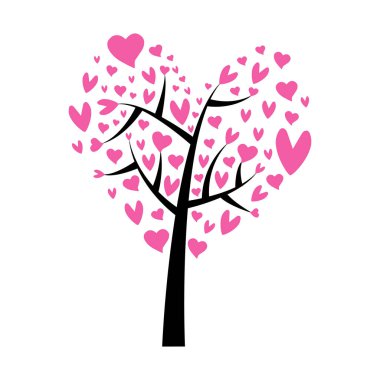 Sevgililer ağaç. Kalpler yaprak. Beyaz arka plan üzerinde izole. 