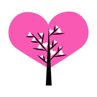 Sevgililer ağaç. Kalpler yaprak. Beyaz arka plan üzerinde izole. 