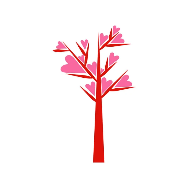 Valentine de boom. blad van harten. Geïsoleerd op witte achtergrond. — Stockvector