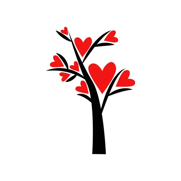 Árbol de San Valentín hoja de corazones. Aislado sobre fondo blanco . — Vector de stock