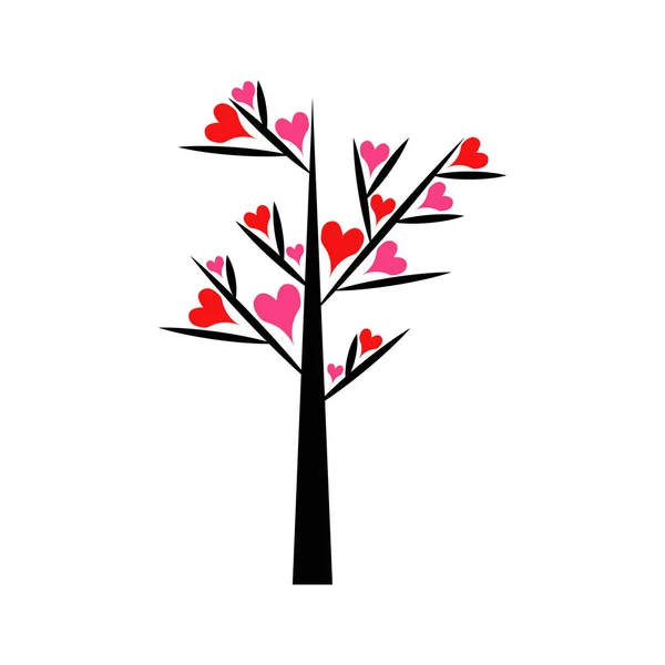 Árbol de San Valentín hoja de corazones. Aislado sobre fondo blanco . — Vector de stock