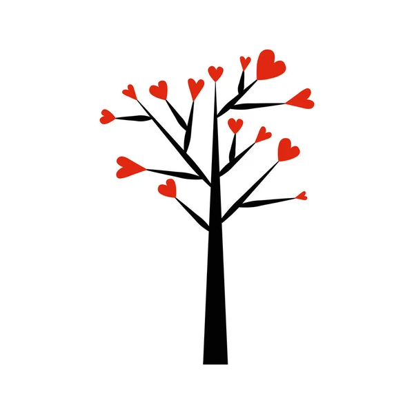 Valentine de boom. blad van harten. Geïsoleerd op witte achtergrond. — Stockvector