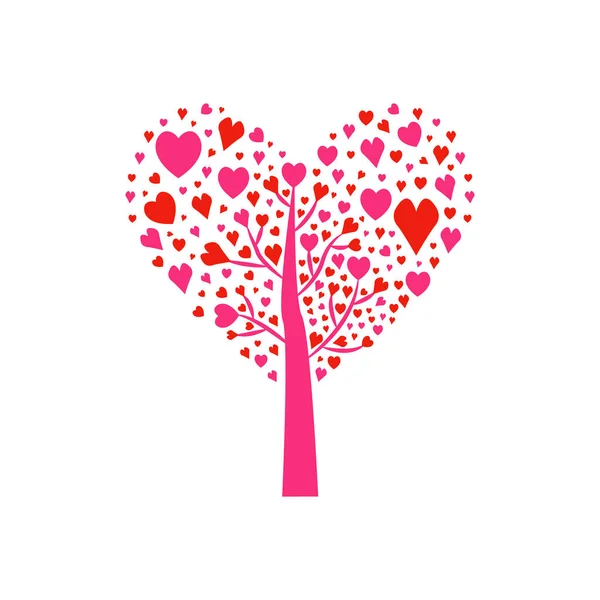 Árbol de San Valentín hoja de corazones. Aislado sobre fondo blanco . — Vector de stock