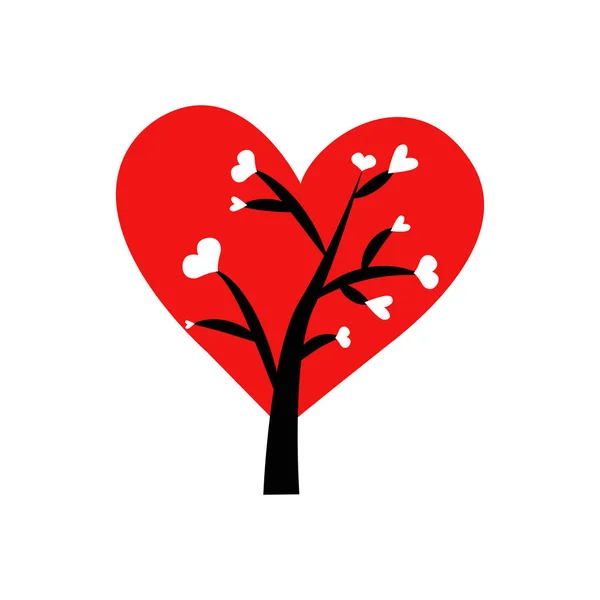 Valentine träd. blad från hjärtan. Isolerad på vit bakgrund. — Stock vektor