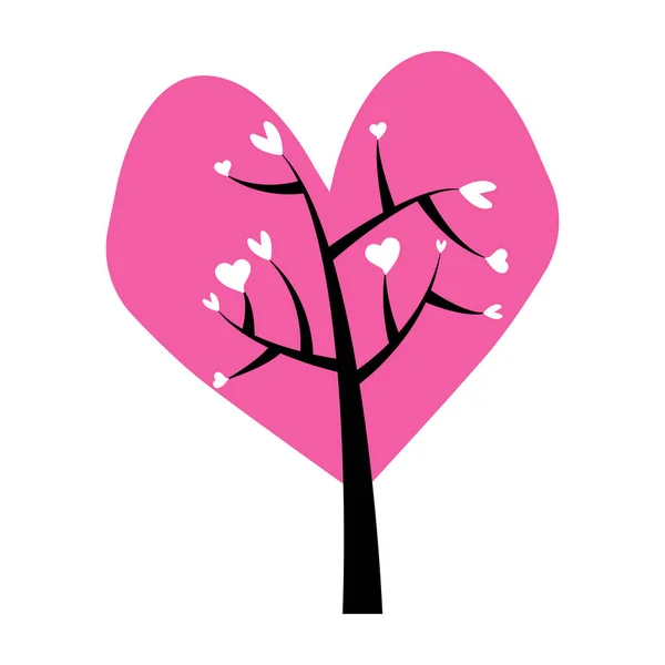 Árbol de San Valentín hoja de corazones. Aislado sobre fondo blanco . — Vector de stock