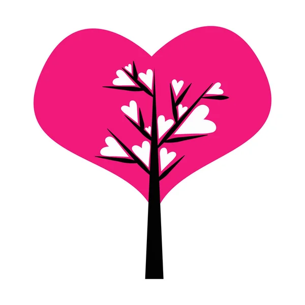 Árbol de San Valentín hoja de corazones. Aislado sobre fondo blanco . — Vector de stock