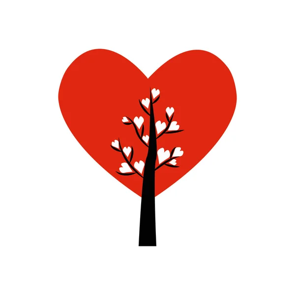 Sevgililer ağaç. Kalpler yaprak. Beyaz arka plan üzerinde izole. — Stok Vektör