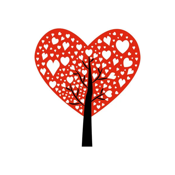 Valentine träd. blad från hjärtan. Isolerad på vit bakgrund. — Stock vektor