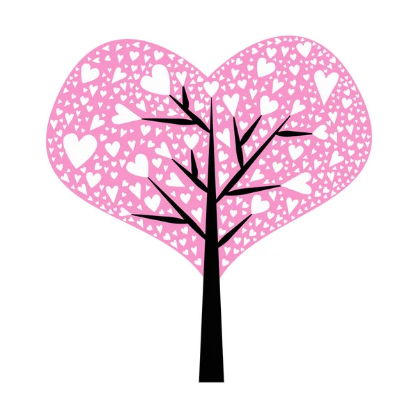 Sevgililer ağaç. Kalpler yaprak. Beyaz arka plan üzerinde izole. 