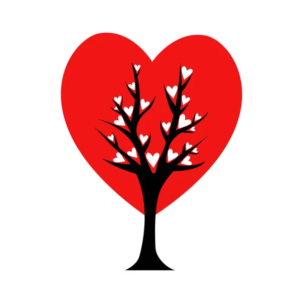 Valentine tree. leaf from hearts. Isolated on white background. — Stock Vector
