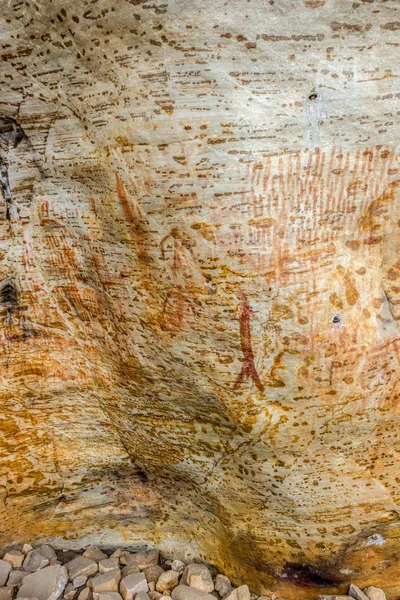 Ancient Aboriginal Art: hand prints, animal herds, spiral, australia