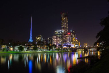 Manzarası Melbourne ve Yarra Nehri, Melbourne, Avustralya.