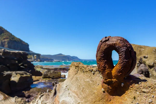 Viejo Gancho Redondo Oxidado Del Histórico Puente Sea Clliff Largo — Foto de Stock