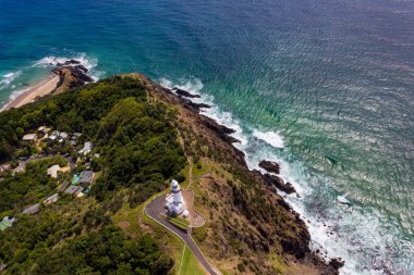 aerial view of Wategoes Beach at Byron Bay with lighthouse. The Photo was taken out of a Gyrocopter, Byron Bay, Queensland, Australia clipart
