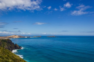 Cape Reinga, Yeni Zelanda Kuzey Adası tarafından Cape Maria van Diamen ve Te Werahi Beach görünümü