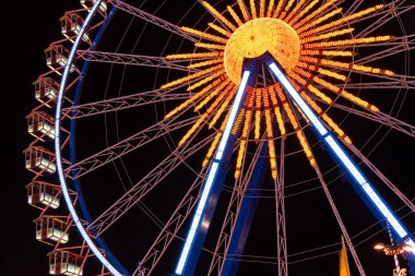 Munich, Germany - 2019, September 19: biggest ferris wheel at the Oktoberfest in Munich at night