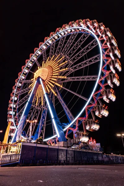 Munich, Germany - 2019, September 19: biggest ferris wheel at the Oktoberfest in Munich at night