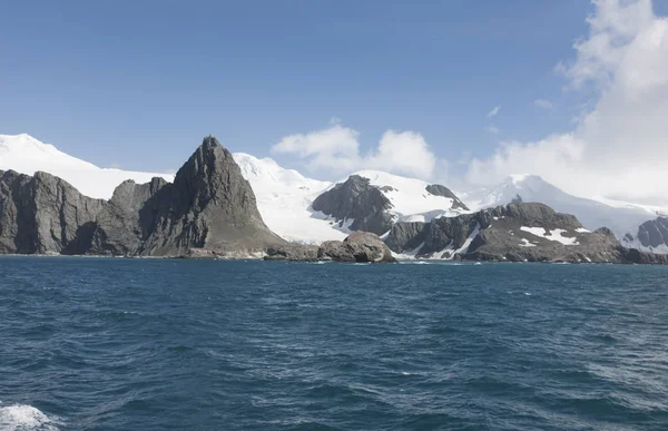 Antarktyki Krajobraz Górami Lodowymi Dzień Jasny Lato — Zdjęcie stockowe