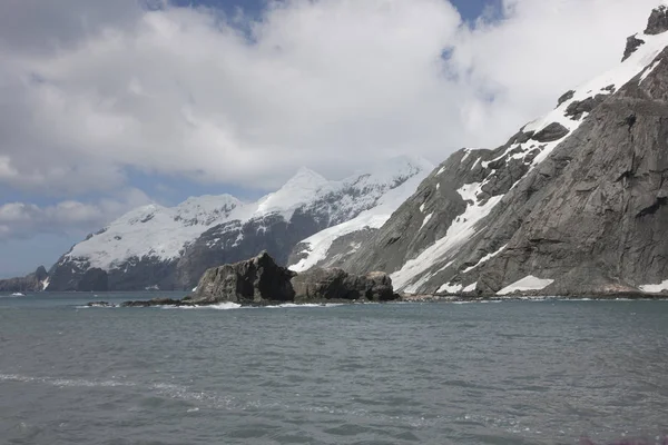 Antarktyki Krajobraz Górami Lodowymi Dzień Jasny Lato — Zdjęcie stockowe
