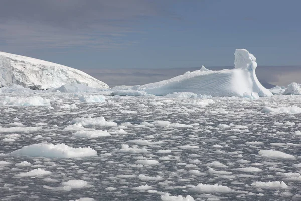 Paisagem Antártica Com Belos Icebergs Azuis Oceano Dia Ensolarado — Fotografia de Stock