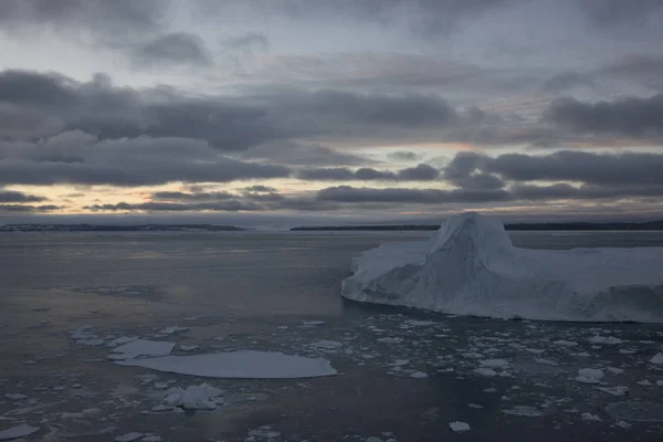 Antarktické Bílá Noc Dramatické Krajiny Sunset Ledu Ledovců — Stock fotografie