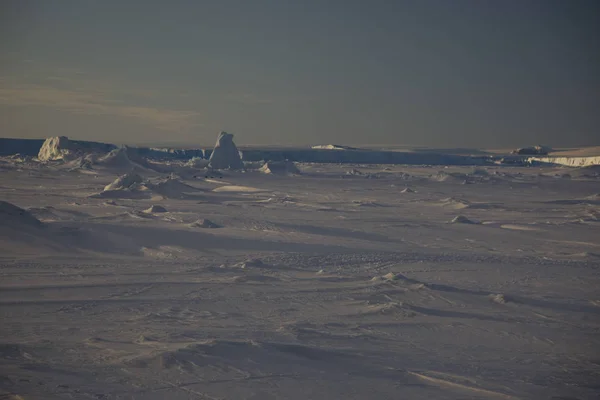 Notte Polare Bianca Con Sole Ghiaccio Antartide — Foto Stock