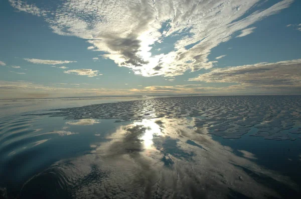 Wonderful Antarctic landscape with the ocean at sunset Antarctic day