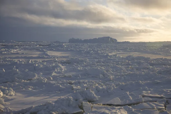 Csodálatos Antarktiszi Táj Óceán Naplemente Déli Napon — Stock Fotó